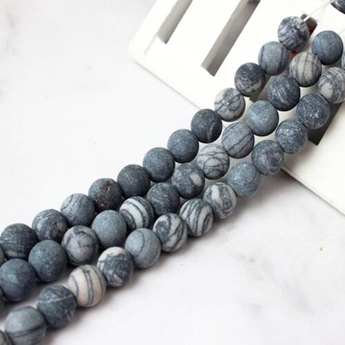 LanLi natural Jewelry Black dull-polish map stone loose beads 4/6/8/10/12mm be fit for DIY men womens bracelet necklace