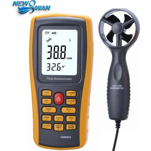 GM8902+ Digital Anemometer Wind Speed Meter Air Flow Tester Air Temperature Meter Measuring 0~45m/s with USB Interface
