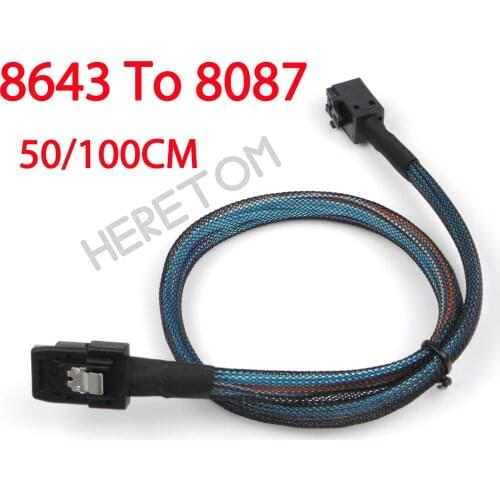 MINI SAS 8643 To SFF 8087 HD Server Data Cable Mini-sas HD SFF-8643 Data Server Hard Disk Raid Cable 50cm 100cm