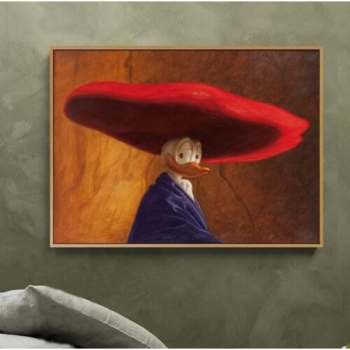 Disney Funny Donald Duck Canvas Paintings Artist Ins Creative Posters and Print Wall Art Picture for Living Room Home Decoration