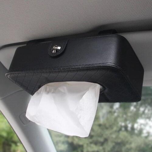 PU Leather Tissue Box Sun Visor Hanging Storage Box Car Tissue Box Napkin Holder for car Universal Seat Accessories