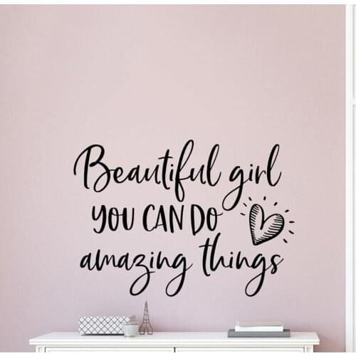 Beautiful girl you can do amazing things decal- Girl wall decal- Teen girl wall decal- Beautiful girl you can do amazing A6-001