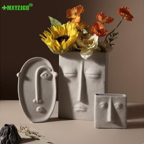 Nordic Creative Ceramic Vase Home Decoration Accessories Flower Pot Desktop Flower Arrangement Container Home Decor Ornaments