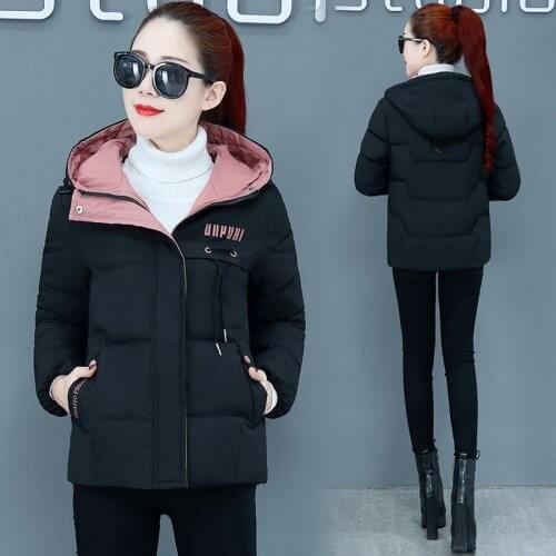 2021 New Winter Jacket Women Parkas Hooded Thick Down Cotton Padded Parka Female Jacket Short Coat Slim Warm Outwear