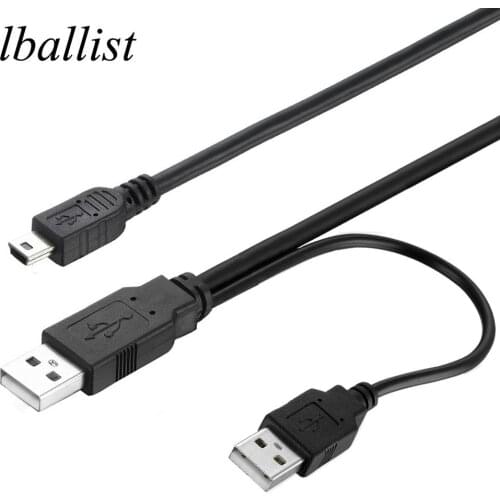 Lballist USB2.0 Type A Male to Mini 5P Male Data Cable+USB Power Cable 2in1 Splitter For HDD MP3 MP4 Camera