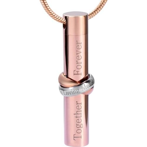 Memorial Jewelry Cylinder Cremation Jewelry Urn Necklace Ashes Holder Keepsake - In Loving Memory Forever Togther