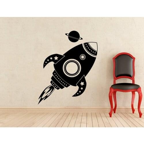 Planet Spaceship Wall Sticker For Kids Room Boy Living Room Nursery Wall Decals Bedroom Decoration Wall Art Decor Mural S-139