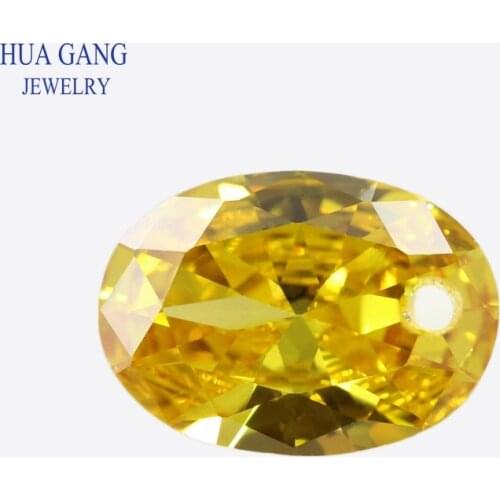 Single Hole AAAAA Oval Shape Brilliant Golden Cubic Zirconia Stone For Jewelry Making 4x6~15x20mm High Quality Gems Beads