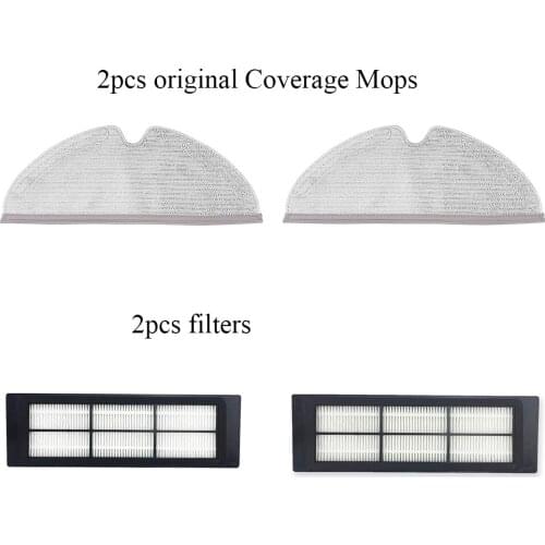 Original Roborock Full Coverage Mops(2PCS)+ Advanced Filter(2PCS) For Xiaomi Roborock S5 MAX/S50/S55/S6/S6 MAXV Vacuum Cleaner