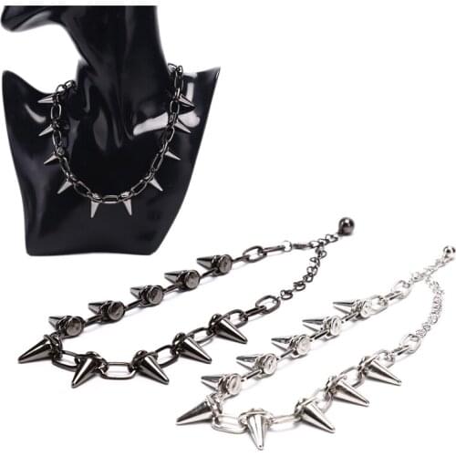 1Pc Punk Rivets Chokers Goth Handmade Choker Necklace Spike Rivet Necklace Rock Gothic Chocker