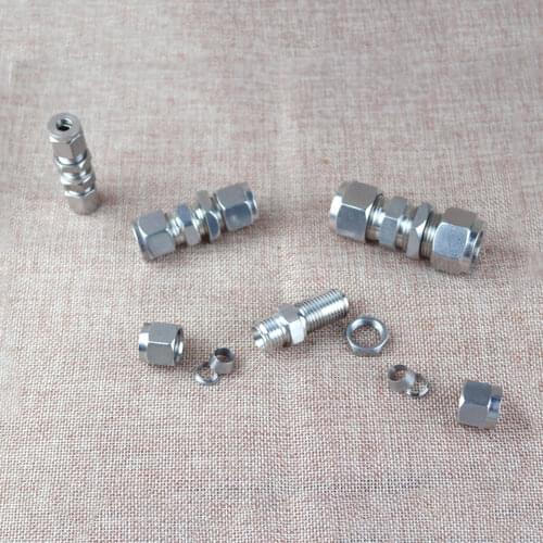 Bulkhead 1/8" 1/4" 3/8" 1/2" 3/4/6/8/10/12/14/16/18mm OD Double Ferrule Compression Union Connector 304 Stainless Steel