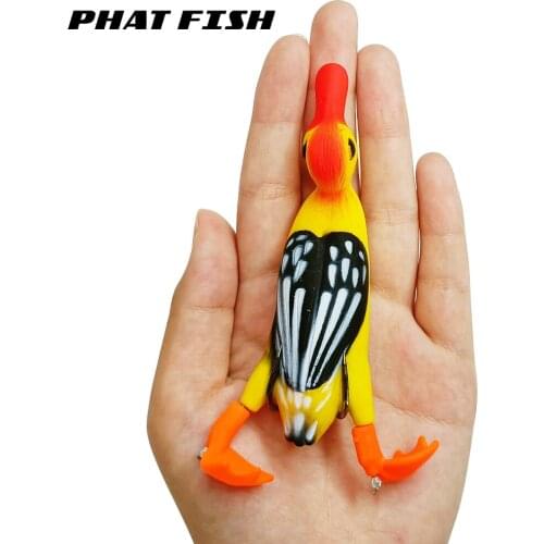 PHAT FISH 1PC 110mm 19g Topwater Duck Duckling Floating Lures for Bass Trout Fishing Freshwater Fishing Lure Soft Plastic Bait