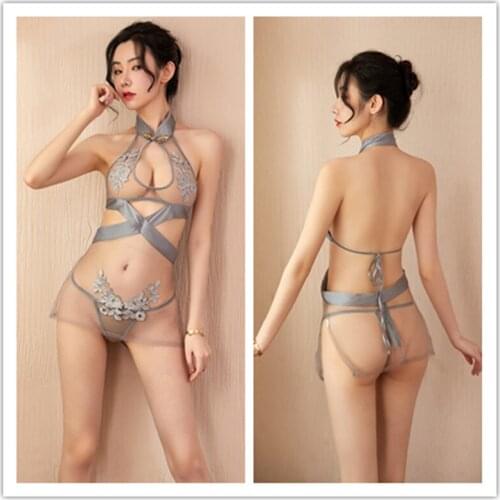 Sexy Women Porno Lingerie Hot Babydoll Erotic Sex Party Dress Nightclub Cheongsam Lenceria Oriental Costumes Underwear G-String