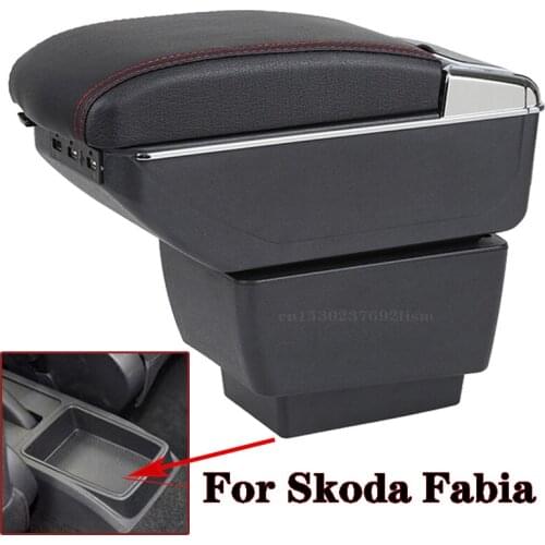 For Skoda Fabia 2015-2017 Armrest Box Car Center Storage Box with Cup Holder Arm Rest Car-styling Interior Accessories