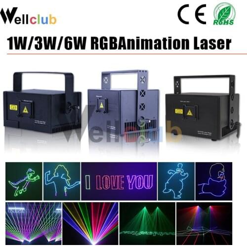V-show 1W 3W 6W Stage Laser Light Animation RGB DJ Laser show Full Color Laser Projector Stage Effect Light for Disco Concert