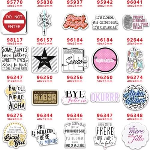 DIY Craft Supplies Sewing Accessories Cartoon Letter And Word Printed Planar Resins Mold 30 Pieces. PR-92644