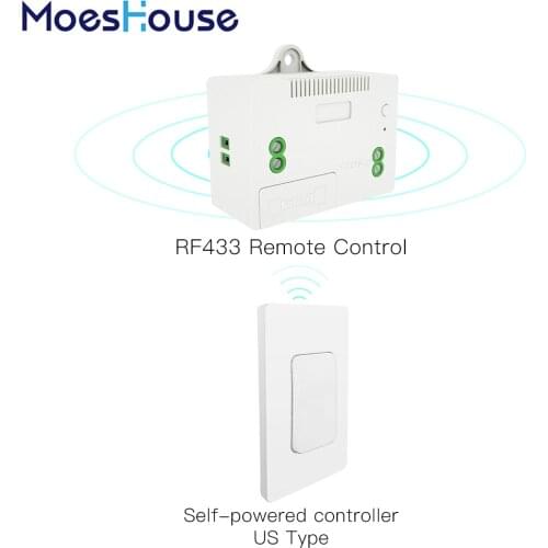 RF433 Wireless Switch No Battery Remote Control Wall Light Switch Self Powered No Wiring Needed Wall Panel Transmitter US Type
