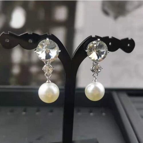 Retao Earrings For Women Vintage Zircon With Pearl Aros Charm Lady Birthday Gift Ear Pendant Accessorie Stud Earring Jewelry