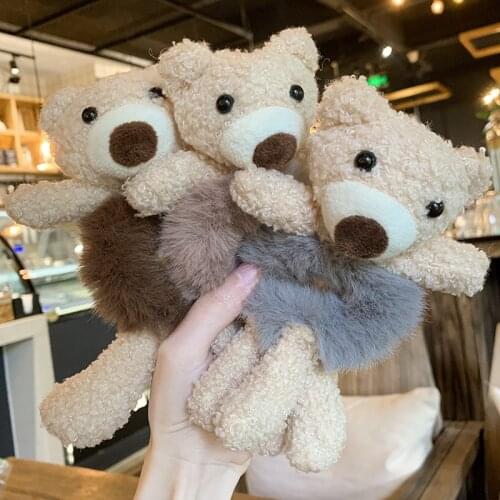 Cute Plush Bear Hair Rope Fashion Women Hair Scrunchies Girls Elastic Hair Band Hair Ring Ponytail Holder Hair Accessories