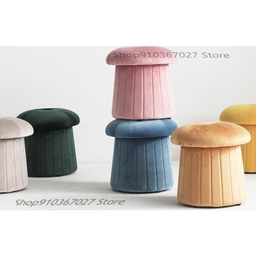 Nordic Stool Fabric Seat Pier Creative Cute Modern Simple Pure Color Net Red Living Room Sofa Shoe Stool
