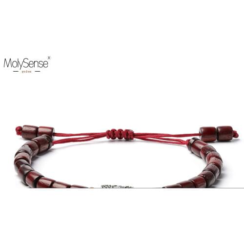 MolySense Tibetan Buddhist Bracelet Hand Braided Lucky Knots bracelet Natural 6mm Wood Beads Carved Handmade Bracelet