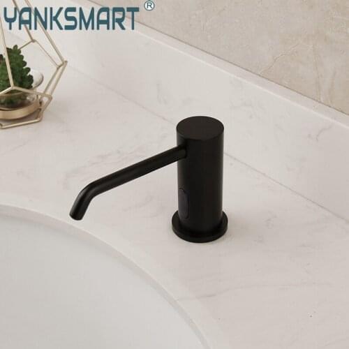 YANKSMART Thin Spray Soap Lquid Sensor Soap Dispenser Painting Brass Deck Mounted Metal Kitchen & Bathroom Black No Handle Alloy
