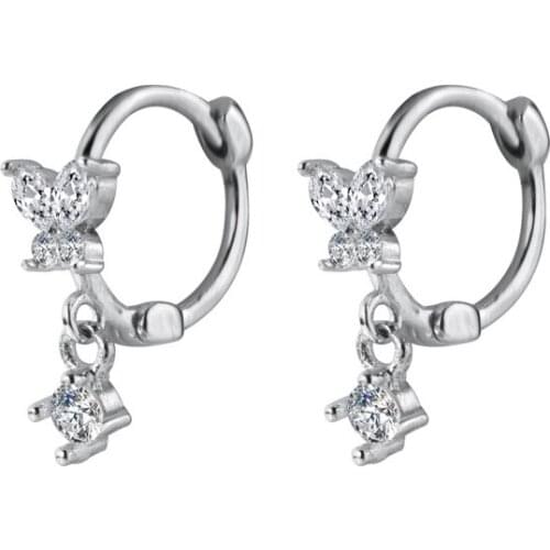 2019 Brincos De Argola S925 Earrings Female Korean Edition Fashionable Sweet Butterfly Knot Ear Nail Short Drop Jewelry E7595