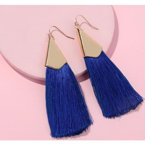 ZWPON Fashion Boho Colorful Long Cotton Thread Tassel Earrings for Women Fashion Jewelry Fringe Earrings Jewelry Wholesale