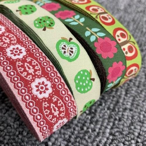 10YARD 7/8 OR 5/8 Inch 22MM 16MM Floral Apple Butterfly Lace Cartoon Ribbon