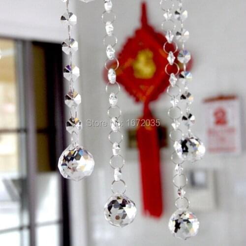 100meters 30mm Faceted Ball + 14mm Octagon Bead Lighting Ball Accessories Pendants Home Decoration Suncatcher Crystal Prisms