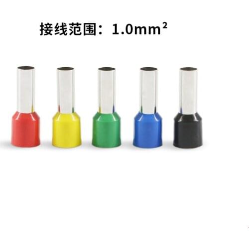1000PCS Insulated Ferrule Terminal Tube Type Design AWG18 1.0mm2 Cord End Wire