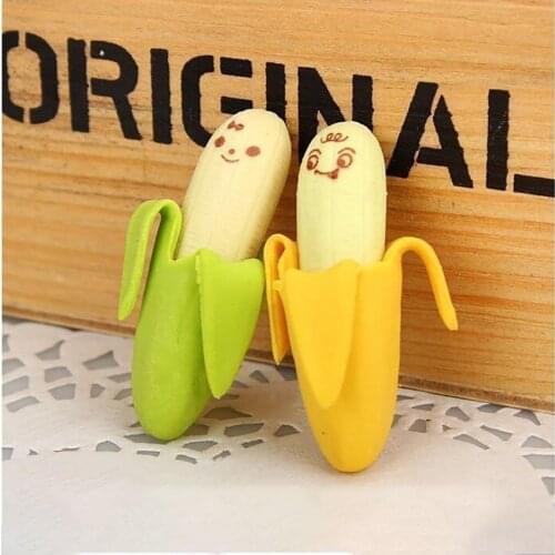 2PCS/lot Lovely Cute Kawaii Rubber Korean Stationery School Supplies Banana Shape Novelty Kid Gifts Fruit Pencil Eraser NEW