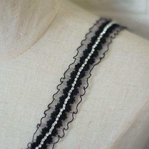 3Meters Top Quality 2.5CM Drill Chain Ruffle Lace Trim Underwear Elastic Stretch Lace Trimmings Diy Sewing Garment Trims