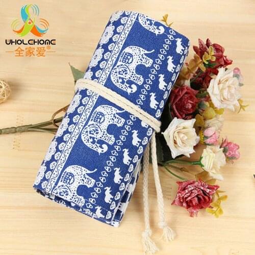 36/48/72 Pockets Portable Canvas Roll Up Pen Case Pencil Wrap Letters Stationary Pouch For Painting School Supplies Storage Bag
