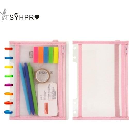 A5/B6 Zip Pockets Binder Pockets DIY Disc Bounds Binding Notebooks Accessories LF19-293
