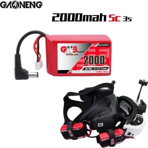 Gaoneng GNB 2000mAh 3S 11.1V 5C/10C DC5.5 Lipo Battery for FPV Goggles RC Parts FPV Racing Drone Multicopter Accessories