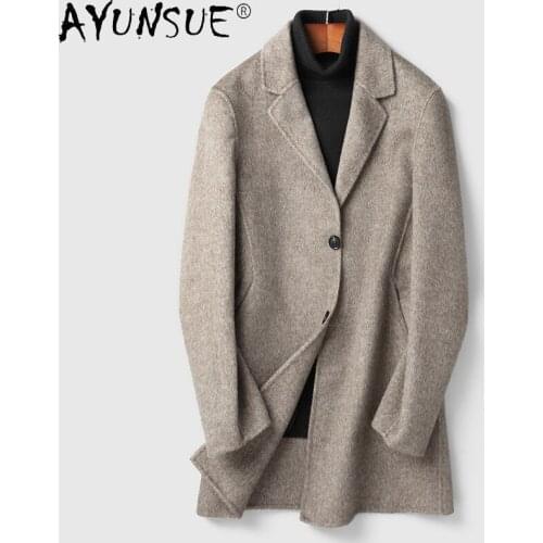 AYUNSUE Jacket for Men Clothing Double-faced Cashmere Coat 90% Wool Fur Coats Autumn Windbreaker 10% Alpaca Clothes Ropa LXR868