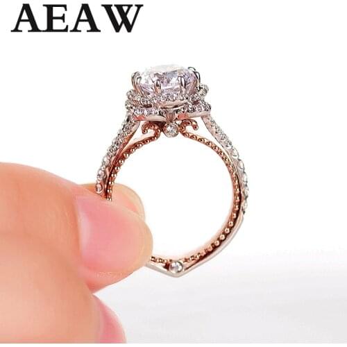 14K White and Yellow Gold Center DF Color 1ct 3ct 5ct Moissanite Diamond Vintage Engagement Ring for Women Bridal Wedding