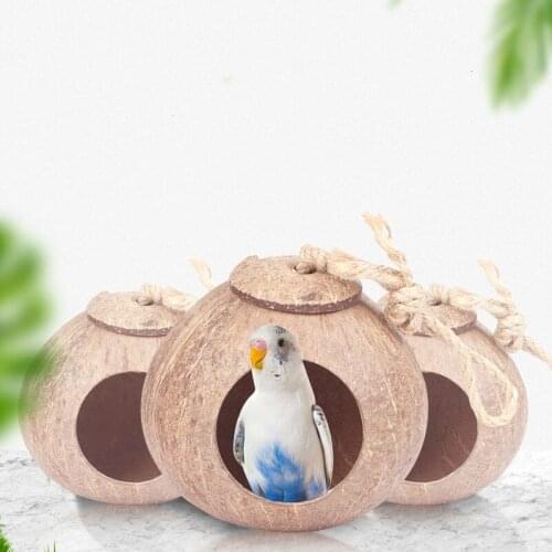 Wooden Bird house Breeding box Bird nest Chalet manual Warm house in winter coconut shell house outdoor hanging decoration cage