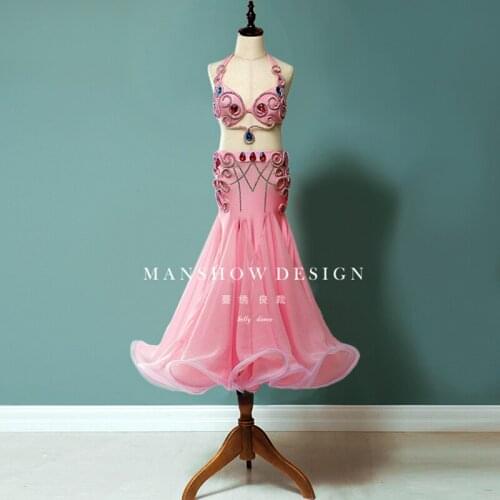 Child Belly Dance Costume 2019 New Suit Childrens Oriental Dance Pink Bag Hip Skirt Practice Performance Clothing