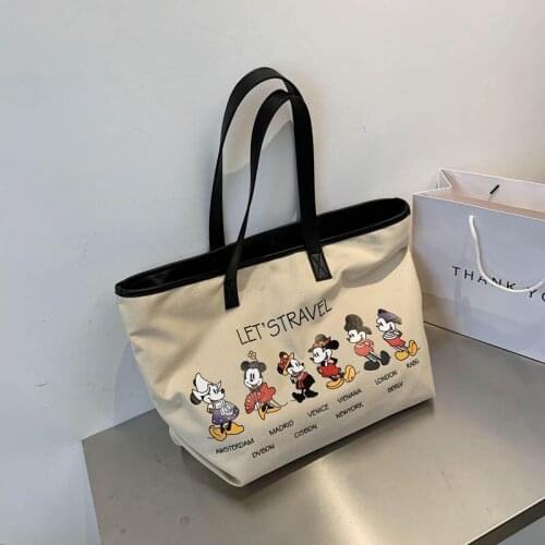 Disney new Mickey Mouse handbag large capacity womens single shoulder bag wild tote bag fashion shopping bag