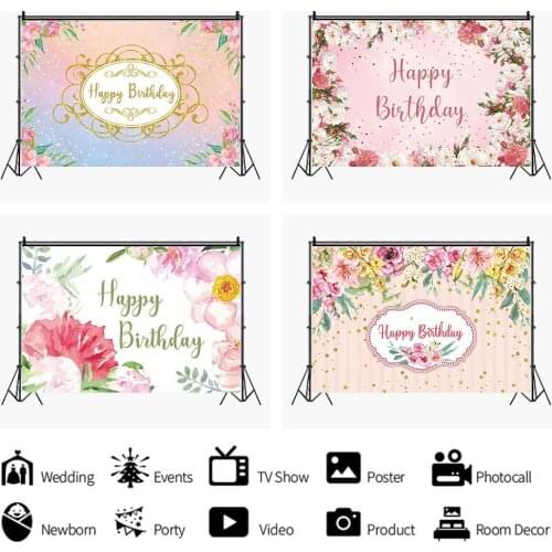 Beautiful Flowers Pink Style Backdrops Photo Background Decorations for Girls Birthday Party Photography Props
