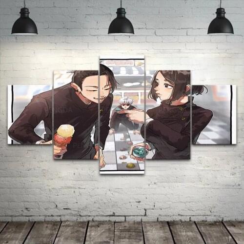 HD Printed Geto Suguru Canvas Painting Home Decor Modular 5 Panel Jujutsu Kaisen Pictures Wall Artwork Anime Poster Framework