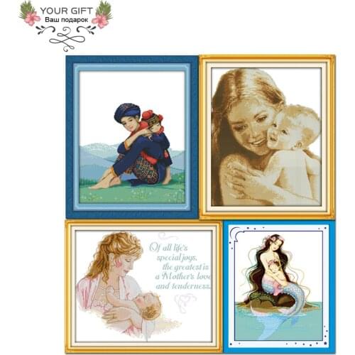Joy Sunday R045(1)(2)(3)(4) 14CT 11CT Counted and Stamped Home Decoration Deep Love Of Mother And Son Cross Stitch Kits