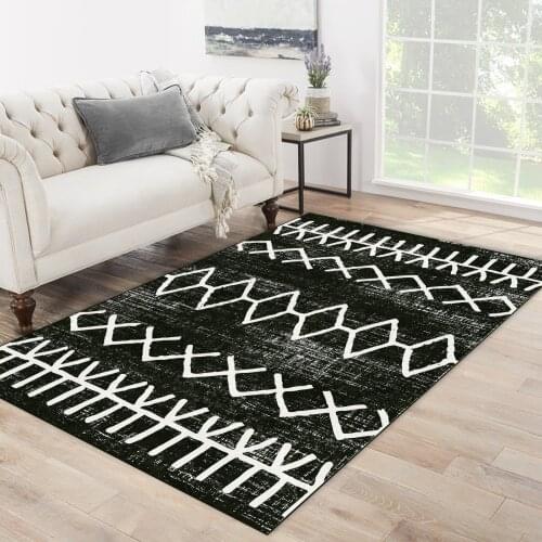 Black white color white shape ethnic patterned carpet modern carpet living room bedroom rug free shipping soft textured carpet
