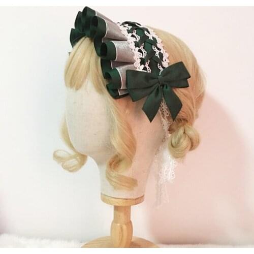 Lolita Maid Cosplay Party Headdress Sweet Ruffled Ribbon Bow Lace Anime Hairband