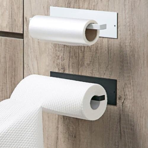 Hot Kitchen Free Punch Self Adhesive Roll Paper Towel Holder Rack Cabinet Shelf
