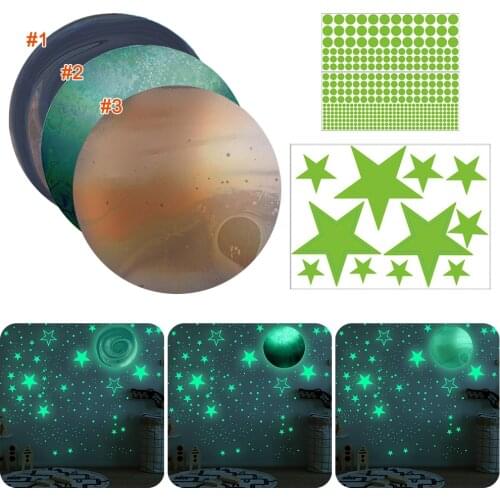 Luminous Moon and Stars Wall Stickers for Kids Room Baby Nursery Home Decoration Wall Decals Glow in the Dark Bedroom Ceiling