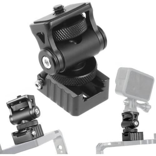 Mini Monitor Mount Hot Shoe Adapter 1/4" Tripod 180 Degree Tilt 360 Rotation Holder Microphone Flash Light Gimbal Accessories