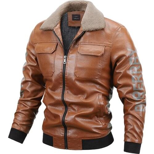 2021 Mens Motorcycle Jacket Autumn Winter Men New Faux PU Leather Jackets Casual Embroidery Biker Coat Zipper Fleece Jacket